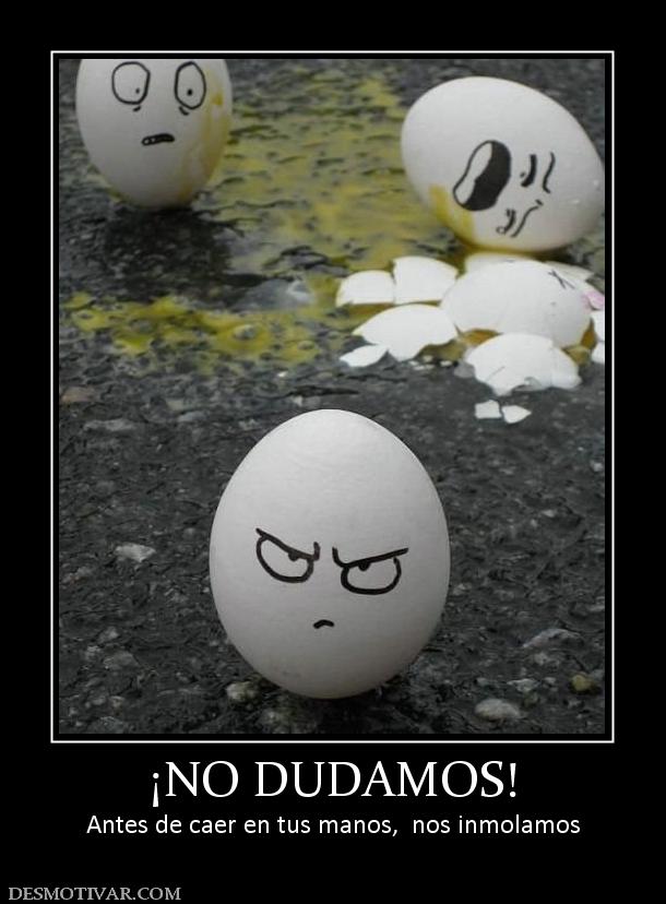 ¡NO DUDAMOS! Antes de caer en tus manos,  nos inmolamos