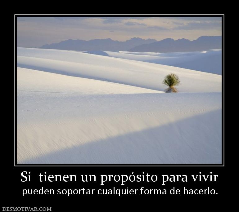 Si  tienen un propósito para vivir pueden soportar cualquier forma de hacerlo.