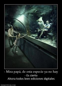 - Mira papá, de esta especie ya no hay - Es cierto Ahora todos leen ediciones digitales