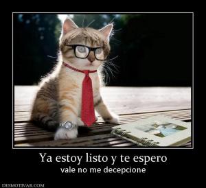 Ya estoy listo y te espero vale no me decepcione