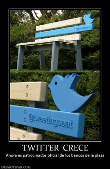 TWITTER  CRECE Ahora es patrocinador oficial de los bancos de la plaza