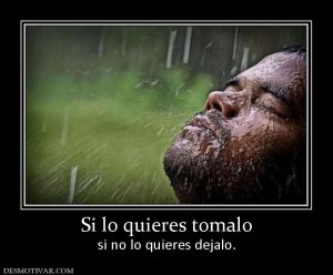 Si lo quieres tomalo si no lo quieres dejalo.