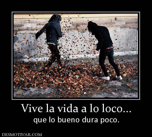 Vive la vida a lo loco... que lo bueno dura poco.