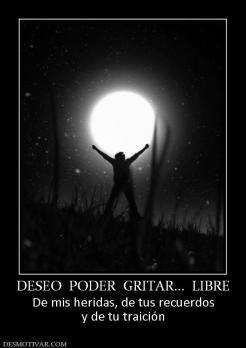 DESEO  PODER  GRITAR...  LIBRE De mis heridas, de tus recuerdos y de tu traición