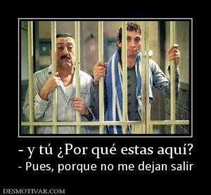 - y tú ¿Por qué estas aquí? - Pues, porque no me dejan salir