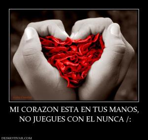 MI CORAZON ESTA EN TUS MANOS,  NO JUEGUES CON EL NUNCA /: