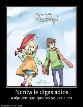Nunca le digas adios a alguien que quieres volver a ver