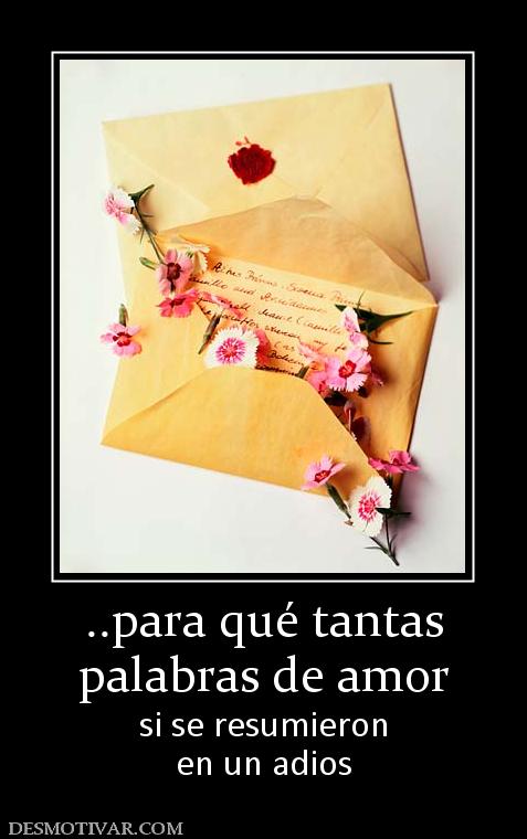 ..para qué tantas palabras de amor si se resumieron en un adios