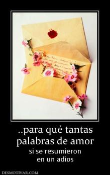 ..para qué tantas palabras de amor si se resumieron en un adios