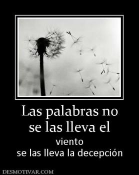 Las palabras no se las lleva el viento se las lleva la decepción