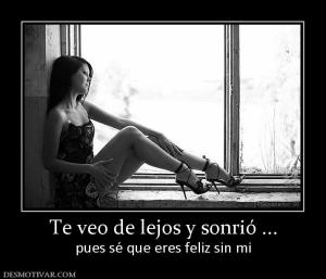 Te veo de lejos y sonrió ... pues sé que eres feliz sin mi