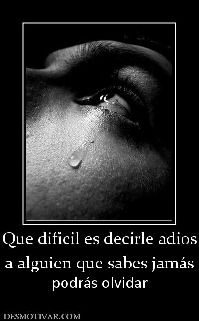 Que dificil es decirle adios a alguien que sabes jamás  podrás olvidar