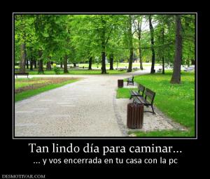Tan lindo día para caminar... ... y vos encerrada en tu casa con la pc