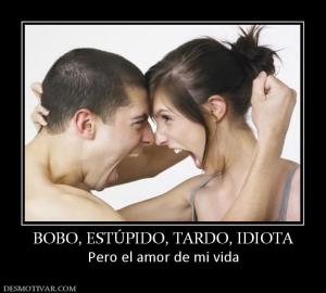 BOBO, ESTÚPIDO, TARDO, IDIOTA Pero el amor de mi vida