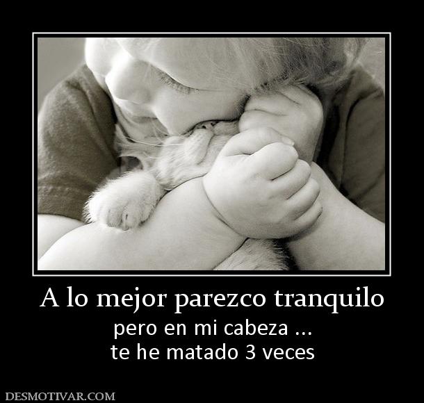 A lo mejor parezco tranquilo pero en mi cabeza ... te he matado 3 veces