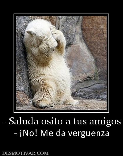 - Saluda osito a tus amigos - ¡No! Me da verguenza