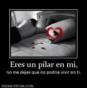 Eres un pilar en mi, no me dejes que no podria vivir sin ti.