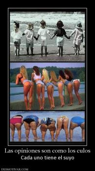 Las opiniones son como los culos Cada uno tiene el suyo