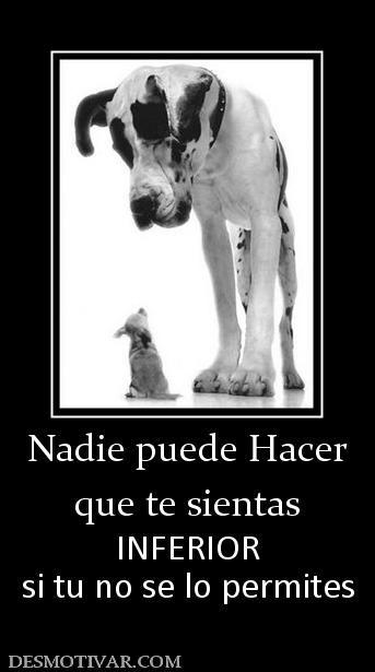 Nadie puede Hacer que te sientas INFERIOR si tu no se lo permites