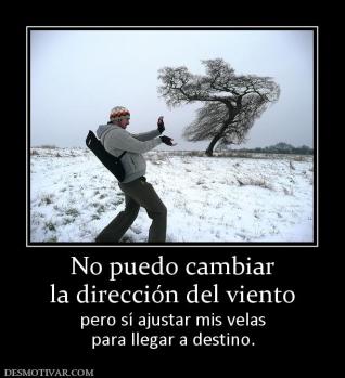 No puedo cambiar la dirección del viento pero sí ajustar mis velas para llegar a destino.