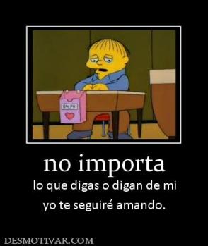 no importa lo que digas o digan de mi yo te seguiré amando.