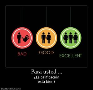 Para usted ... ¿La calificación esta bien?