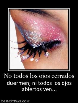No todos los ojos cerrados duermen, ni todos los ojos abiertos ven...