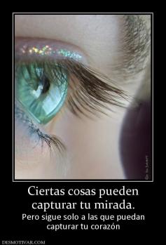 Ciertas cosas pueden capturar tu mirada. Pero sigue solo a las que puedan capturar tu corazón