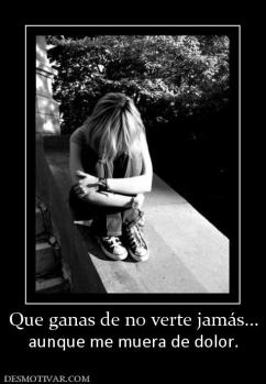 Que ganas de no verte jamás... aunque me muera de dolor.