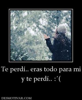 Te perdí.. eras todo para mi y te perdí.. :´(