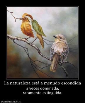 La naturaleza está a menudo escondida a veces dominada, raramente extinguida.