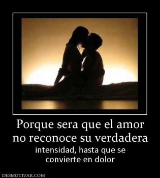 Porque sera que el amor no reconoce su verdadera intensidad, hasta que se convierte en dolor