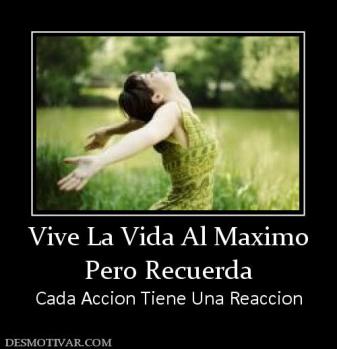 Vive La Vida Al Maximo Pero Recuerda Cada Accion Tiene Una Reaccion