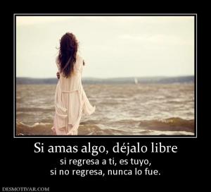 Si amas algo, déjalo libre si regresa a ti, es tuyo, si no regresa, nunca lo fue.