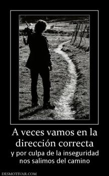 A veces vamos en la dirección correcta y por culpa de la inseguridad nos salimos del camino