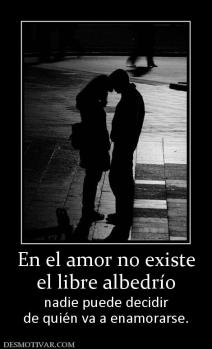 En el amor no existe el libre albedrío nadie puede decidir de quién va a enamorarse.