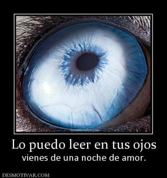 Lo puedo leer en tus ojos vienes de una noche de amor.