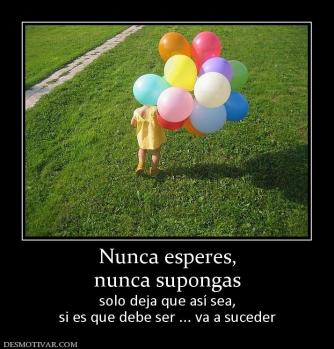 Nunca esperes, nunca supongas solo deja que así sea, si es que debe ser ... va a suceder