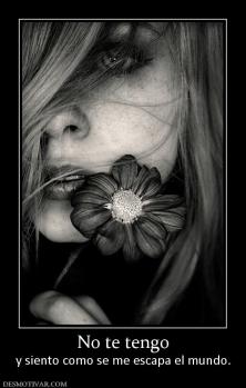 No te tengo y siento como se me escapa el mundo.