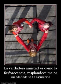 La verdadera amistad es como la fosforecencia, resplandece mejor cuando todo se ha oscurecido