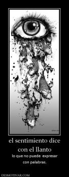 el sentimiento dice con el llanto lo que no puede  expresar con palabras.