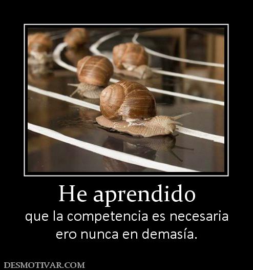 He aprendido que la competencia es necesaria ero nunca en demasía.