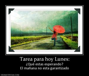 Tarea para hoy Lunes: ¿Qué estas esperando? El mañana no esta garantizado