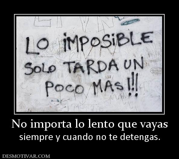 No importa lo lento que vayas siempre y cuando no te detengas.