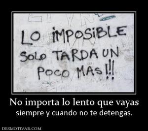 No importa lo lento que vayas siempre y cuando no te detengas.