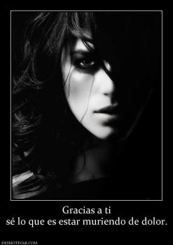 Gracias a ti sé lo que es estar muriendo de dolor.