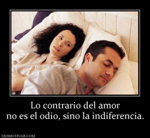 Lo contrario del amor no es el odio, sino la indiferencia.