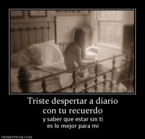Triste despertar a diario con tu recuerdo y saber que estar sin ti es lo mejor para mi