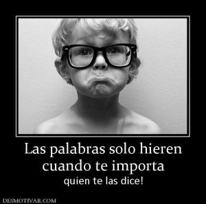Las palabras solo hieren cuando te importa quien te las dice!