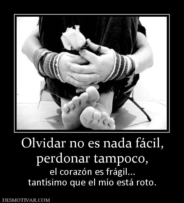 Olvidar no es nada fácil, perdonar tampoco, el corazón es frágil... tantísimo que el mío está roto.